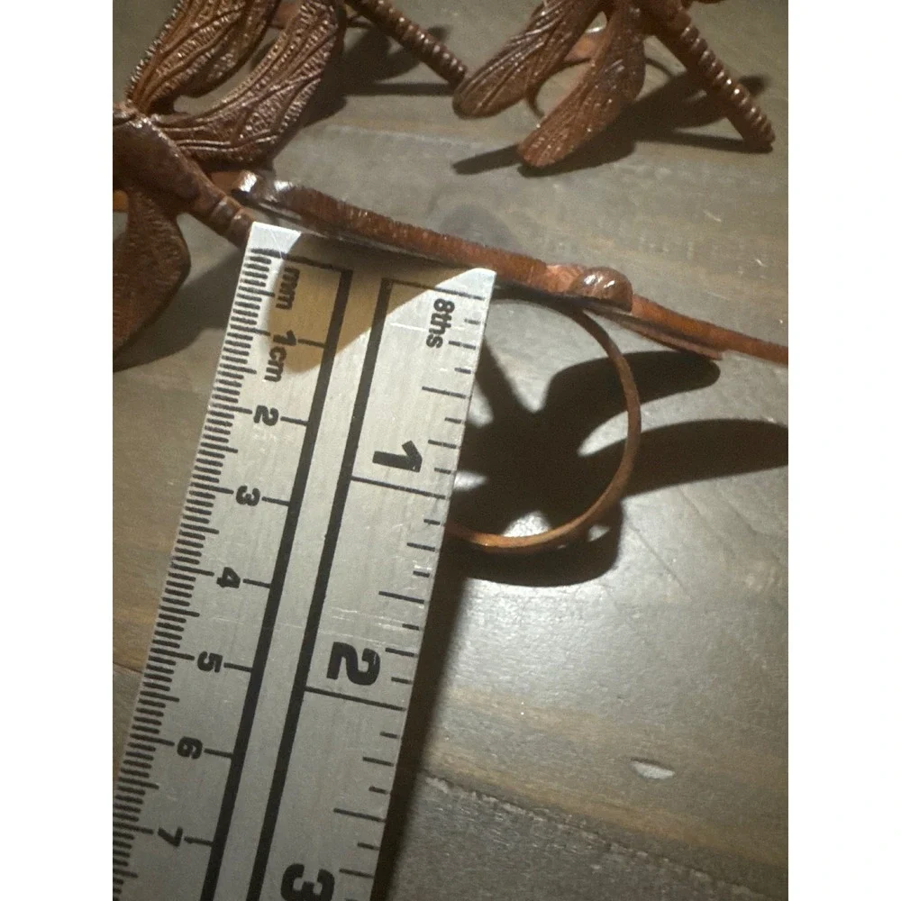 Pier 1 Dragonfly Napkin Rings Set of 4 Copper Bronze Metal Nature Rustic Decor